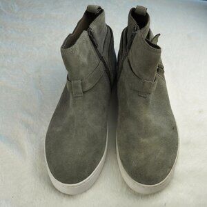 Vionic Mitzi Gray Suede Zip Wedge Sneakers Booties Size 8